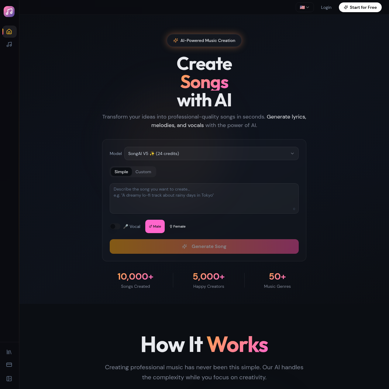 SongAI - AI Song Generator | Create Professional Songs with AI