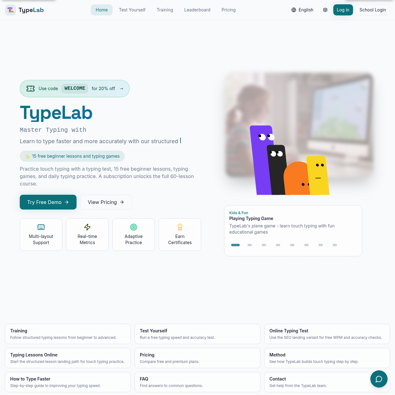 Free Typing Test, Lessons & Games Online