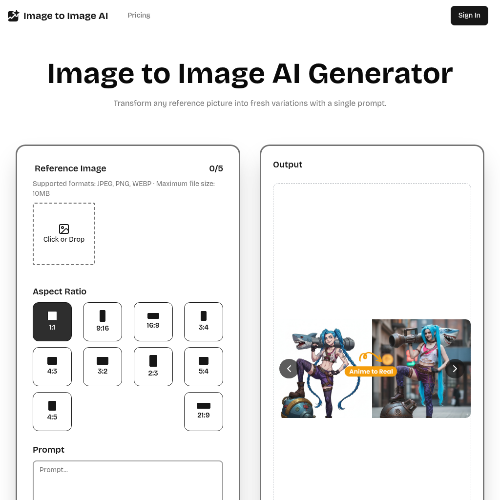Image to Image AI Generator - Free Online Tool