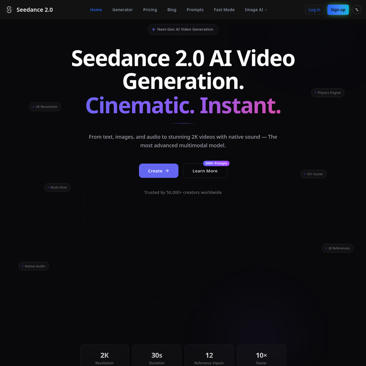 Create cinematic 2K videos with native audio from text, images, and audio references.