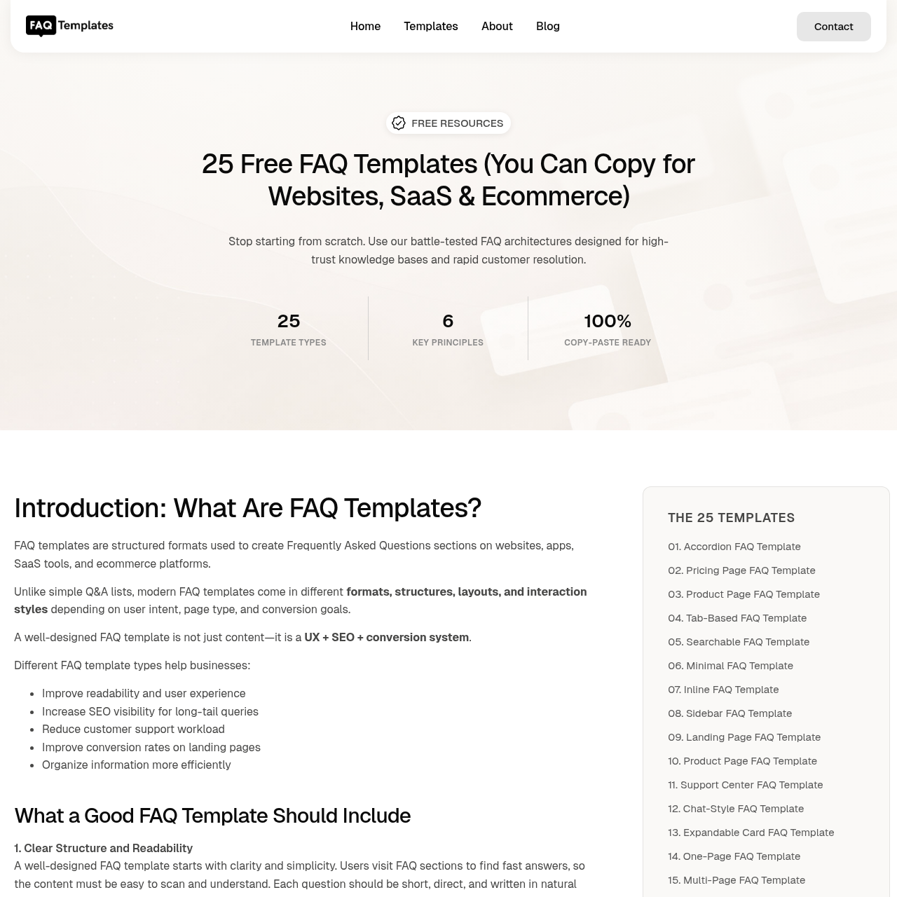 25 Free FAQ Templates for Websites, SaaS & Ecommerce