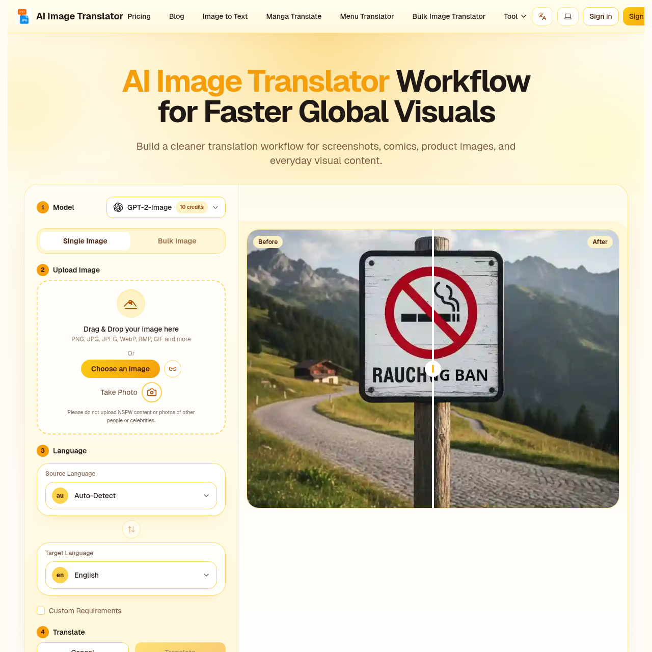 AI image translator that keeps your layout perfectly intact.