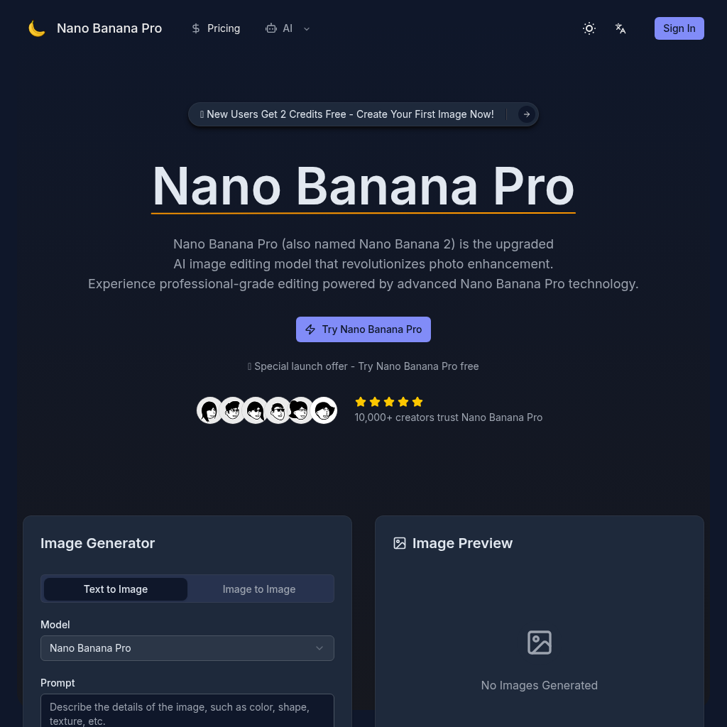 Nano Banana Pro & 2 - Advanced AI Image Editor