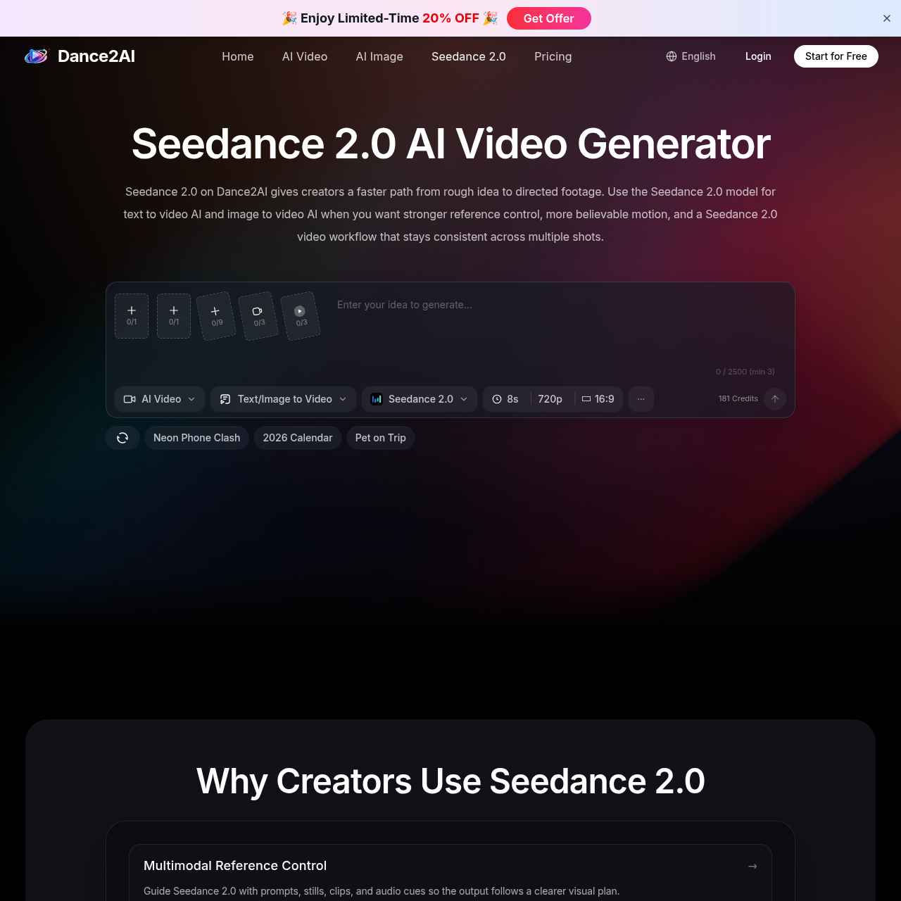 Text-to-video and image-to-video AI with stronger reference control, steadier motion, and cleaner multi-shot consistency.