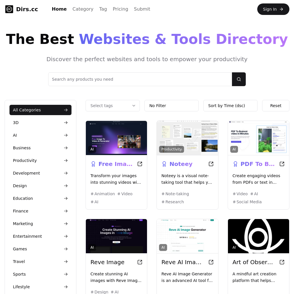 Dirs.cc: The Best Websites & Tools Directory