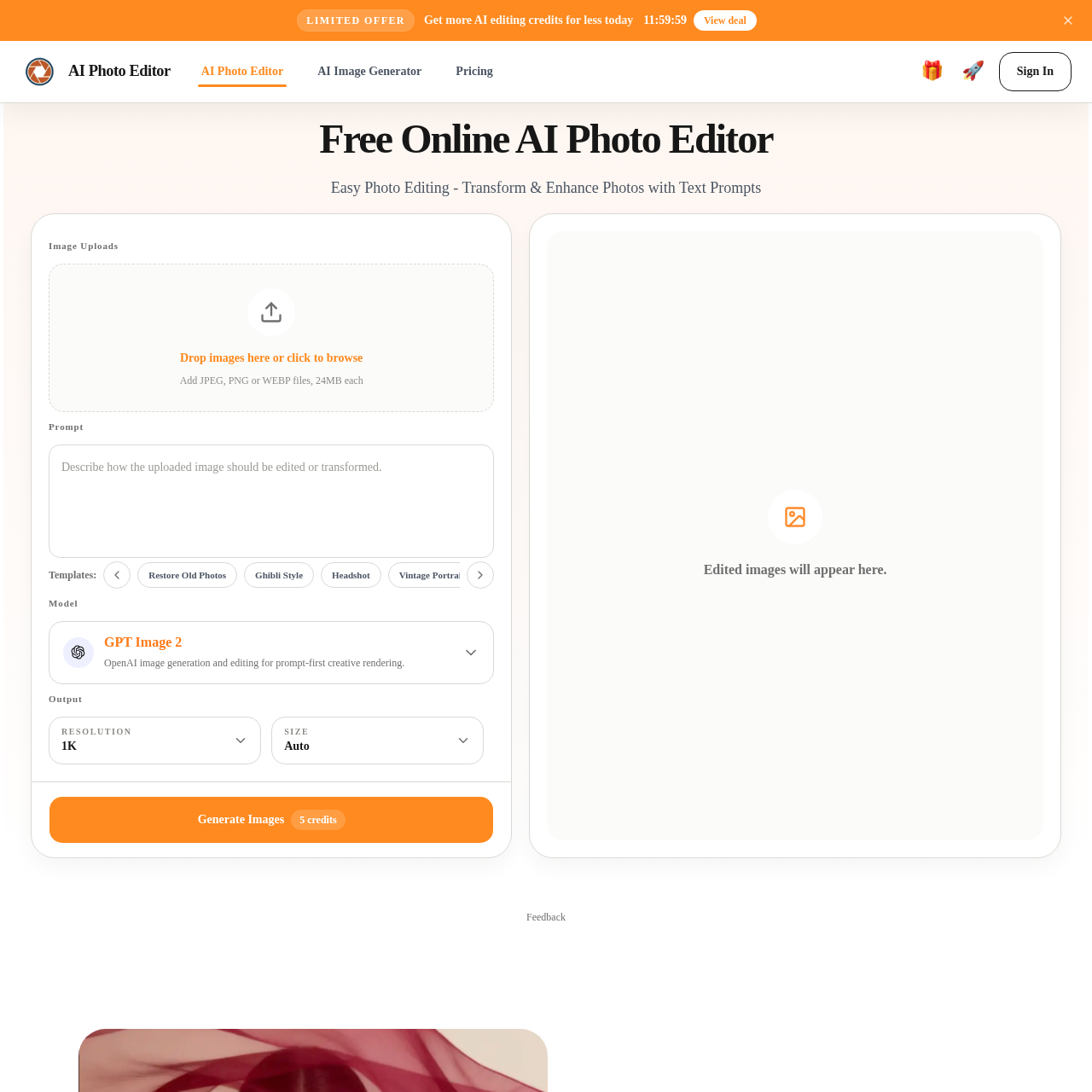 Free AI Photo Editor | A
IPhotoEditor - Edit Images with AI