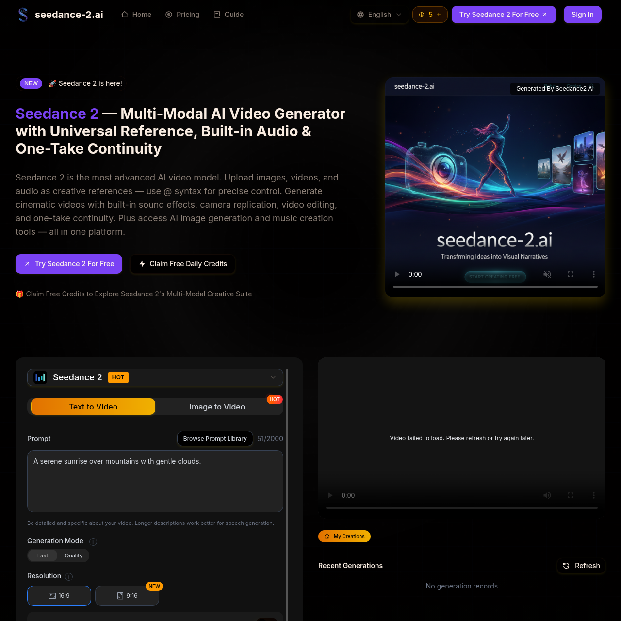 Generate short multimodal videos from text, images, video, and audio references