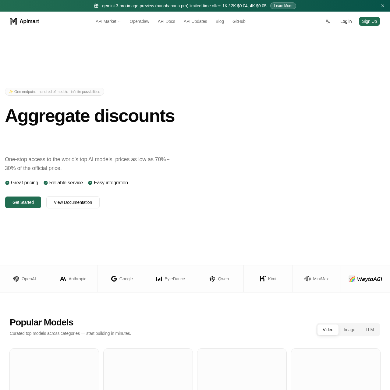 One API for hundreds of text, image, video, and multimodal AI models