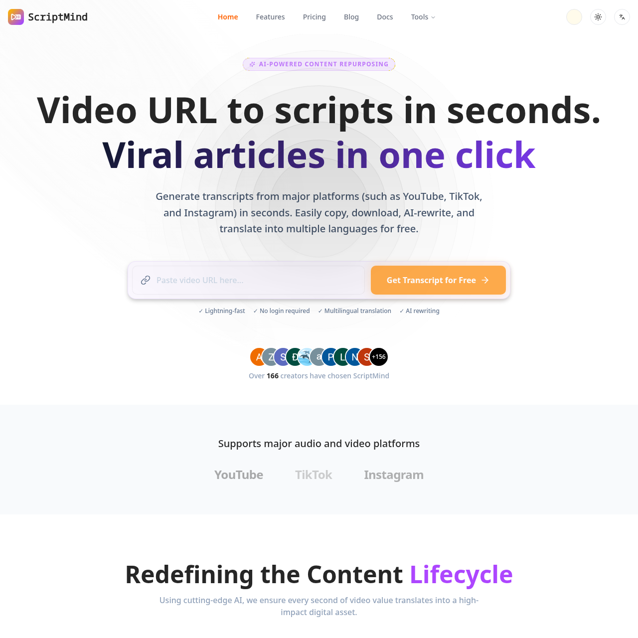TikTok, YouTube & Instagram Transcript Fast
