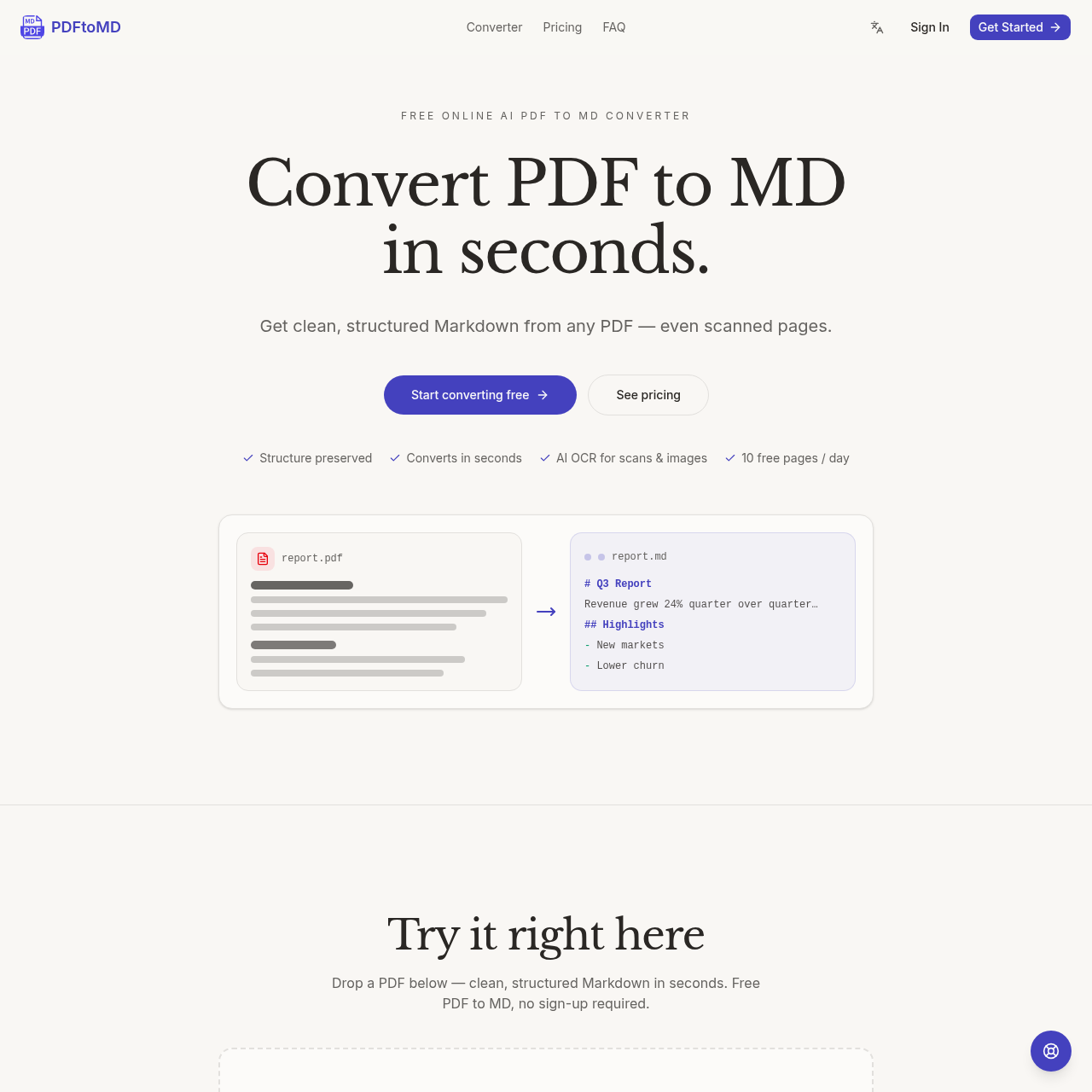 Convert any PDF into clean, structured Markdown in seconds