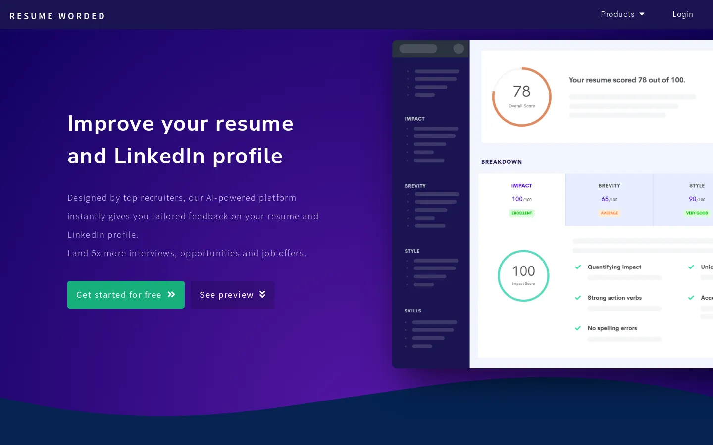 Free instant feedback on your resume and LinkedIn profile