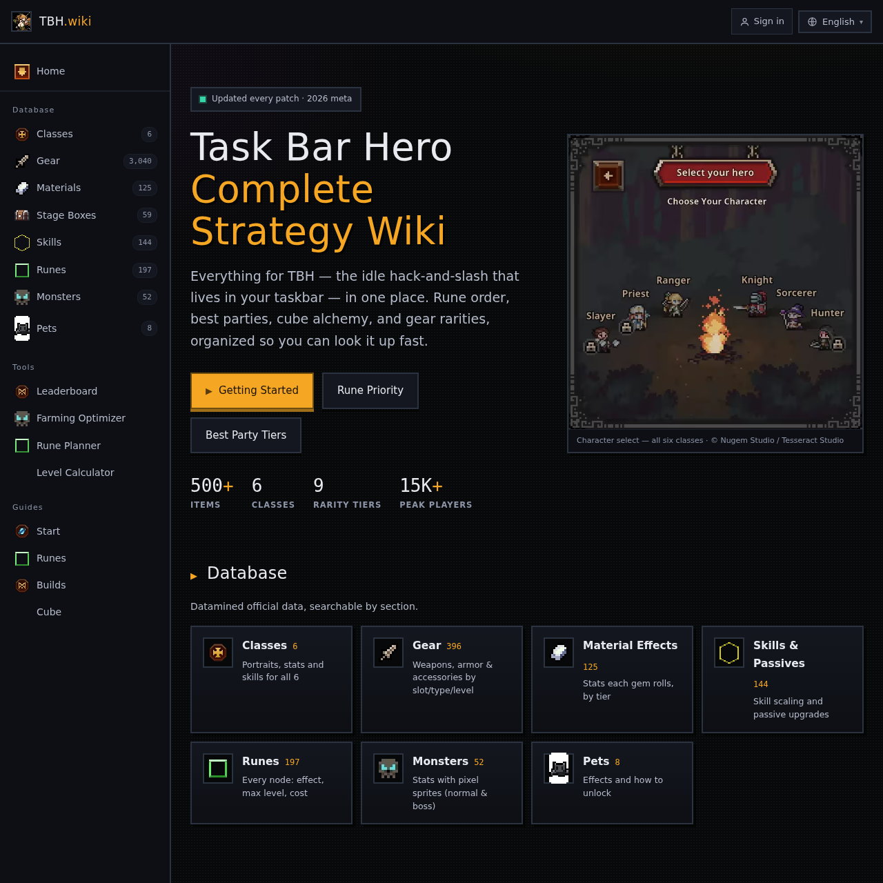 Complete strategy wiki for Task Bar Hero (TBH), the idle hack-and-slash that lives in your Windows taskbar.