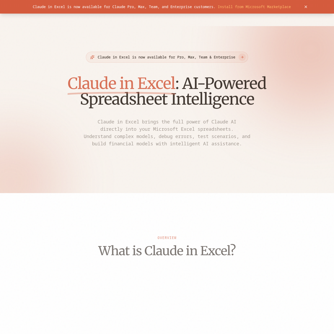 The official Anthropic Excel add-in for formulas, model analysis, error debugging, and spreadsheet workflows.