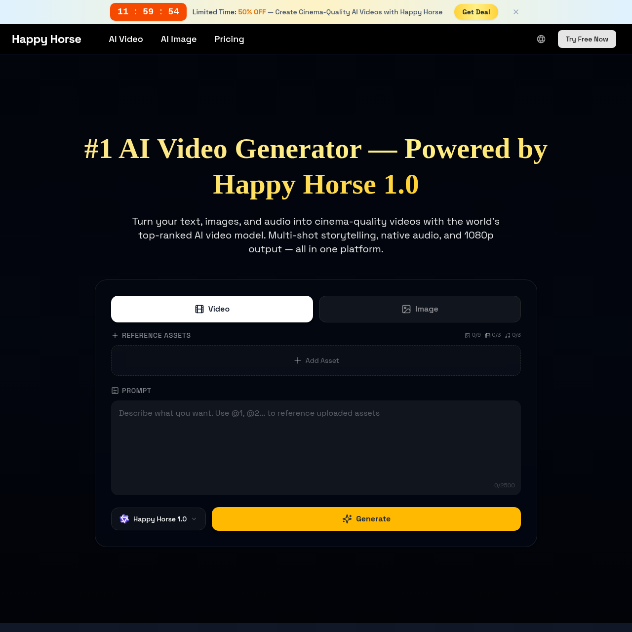 AI video generator for text, images, and audio with multi-shot storytelling and native audio.