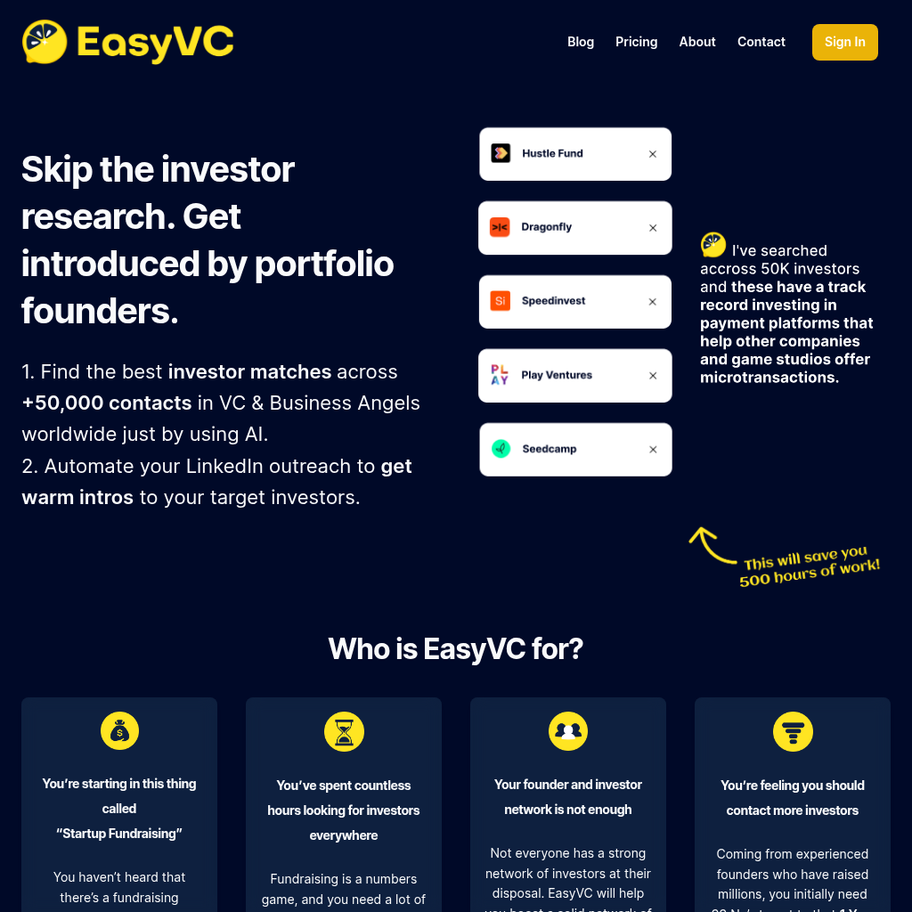 EasyVC: AI-Powered Fundraising Tool for Startups