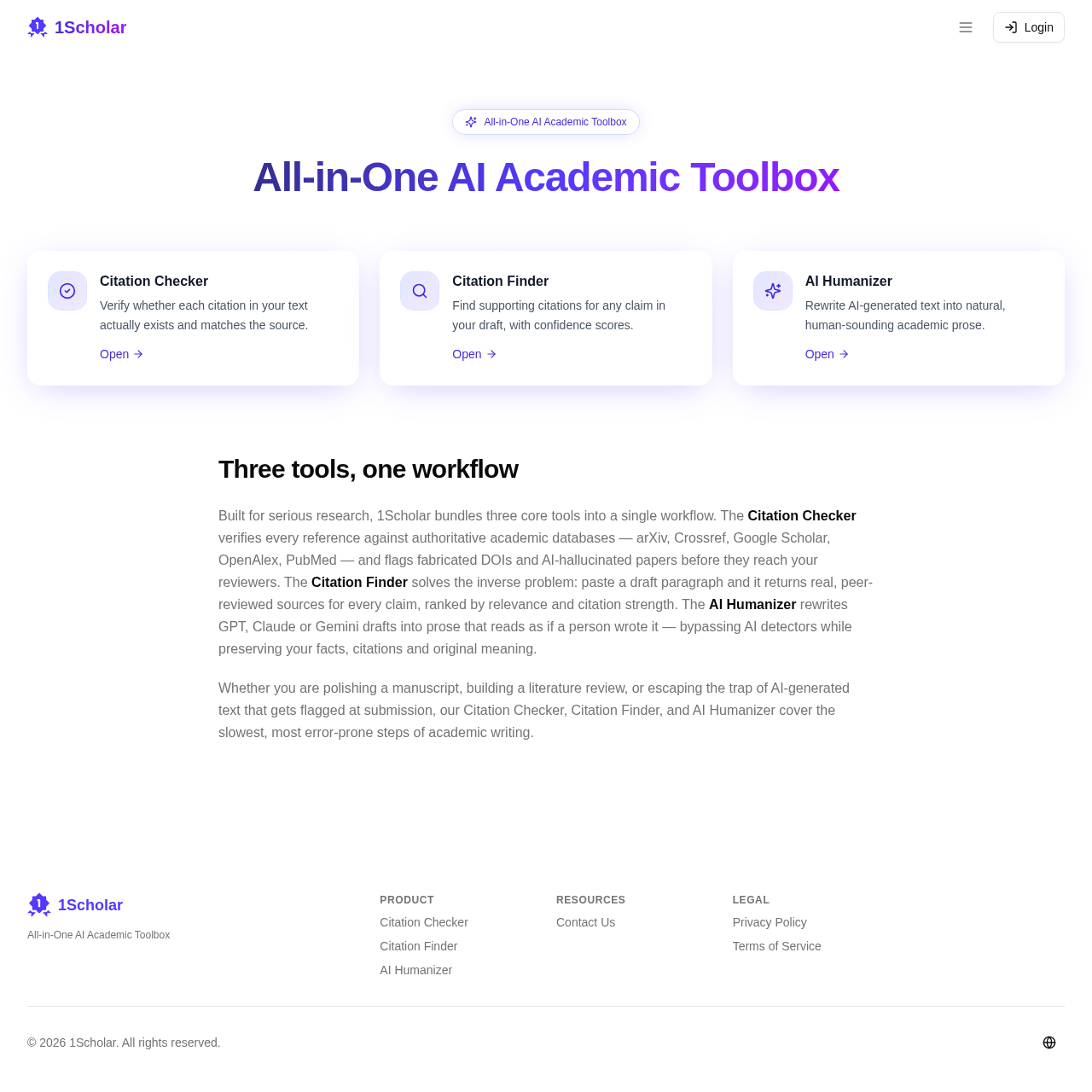 An integrated AI toolbox for academic research, citations, PDFs, and drafting.