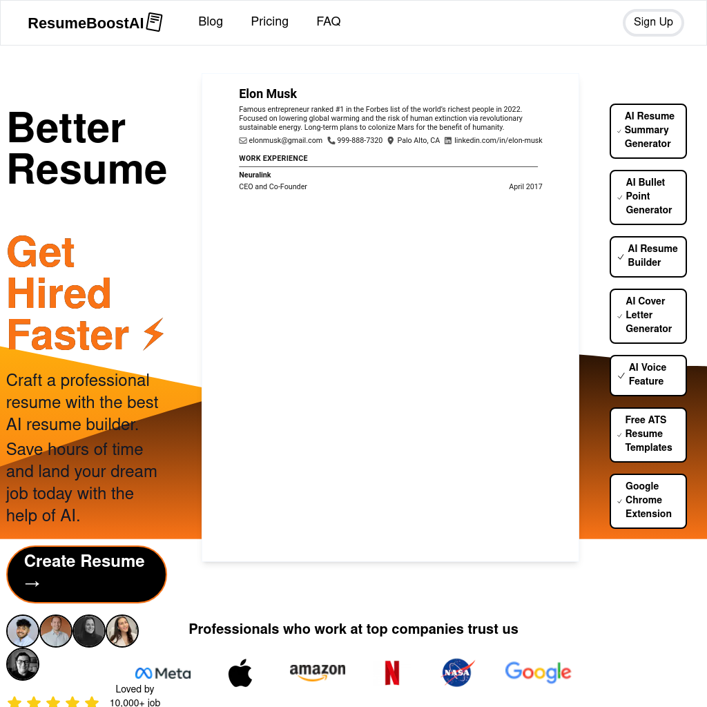 AI resume builder to create professional resumes online