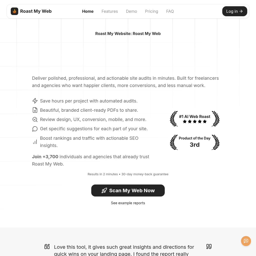 Roast My Web: AI Website Audits & Conversion Optimization