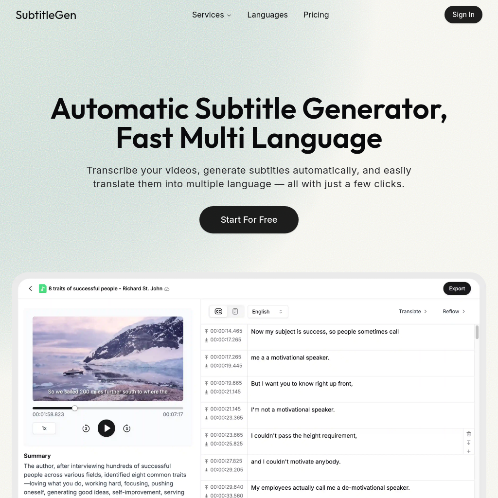 AI Subtitle Generator: Transcribing & Translating Subtitles