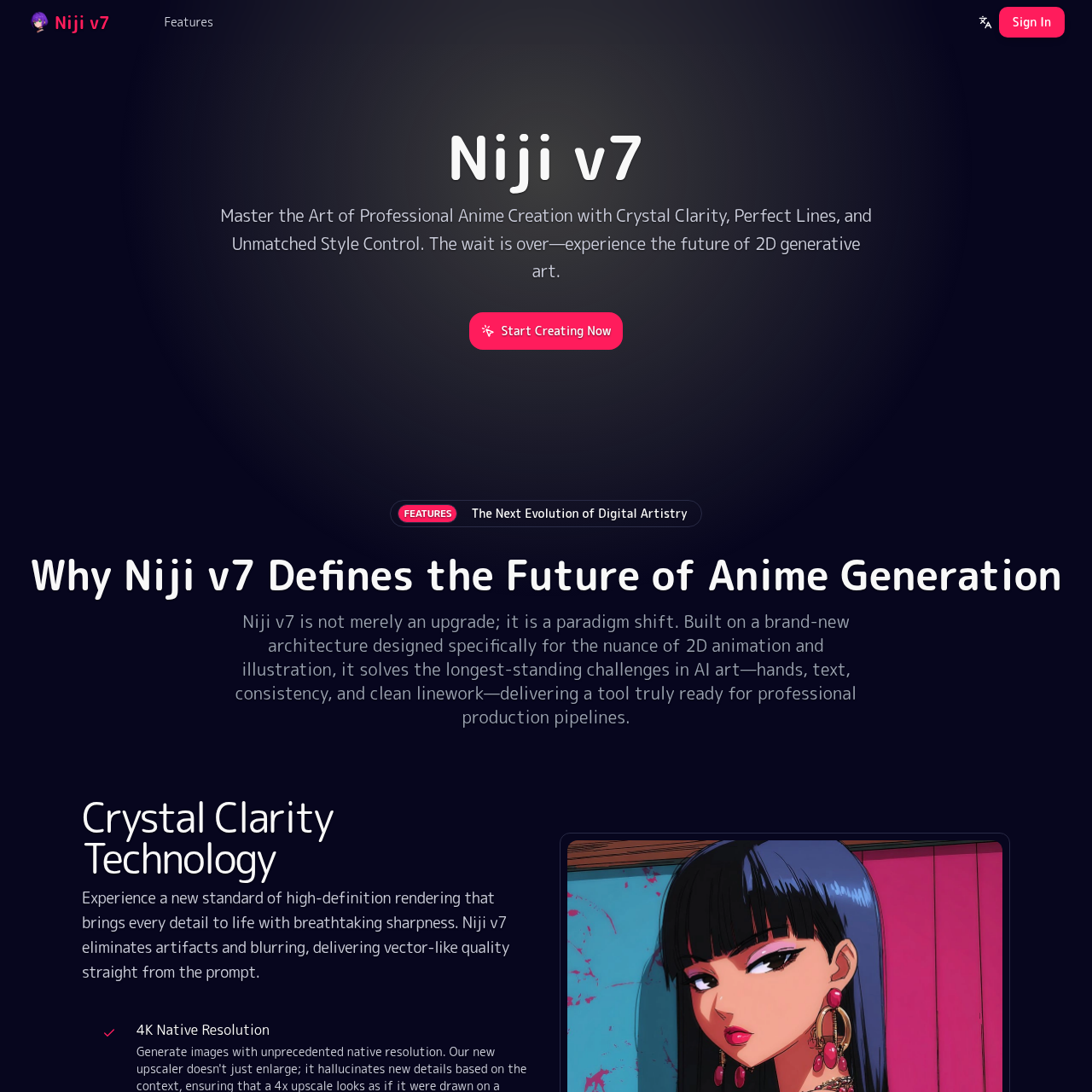 Niji v7 AI Anime Generator: Crystal Clarity & Perfect Lines