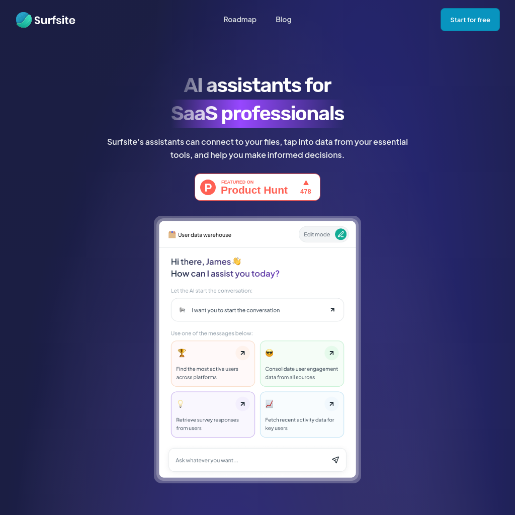 Surfsite - AI Assistants for SaaS Professionals | Boost Productiv
ity