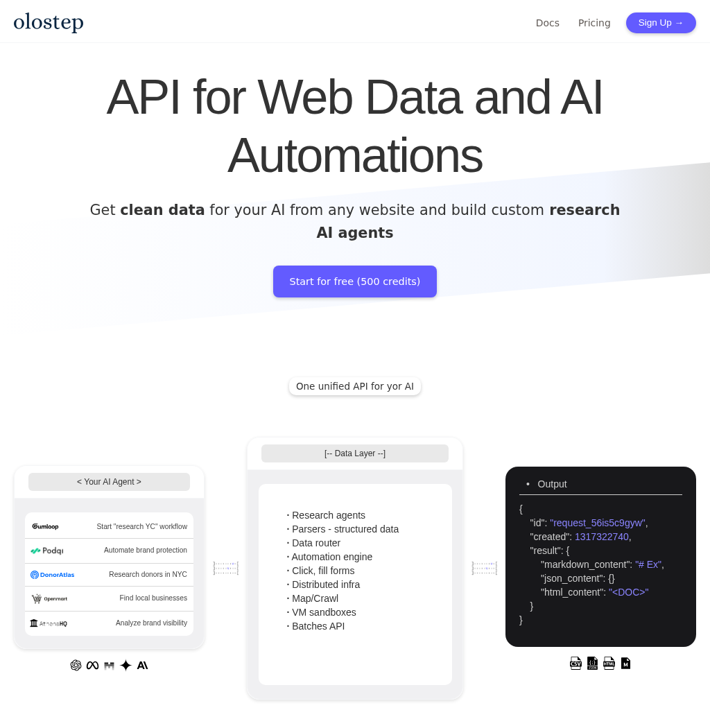 Olostep - Best Web Scraping API for AI & Data Automation