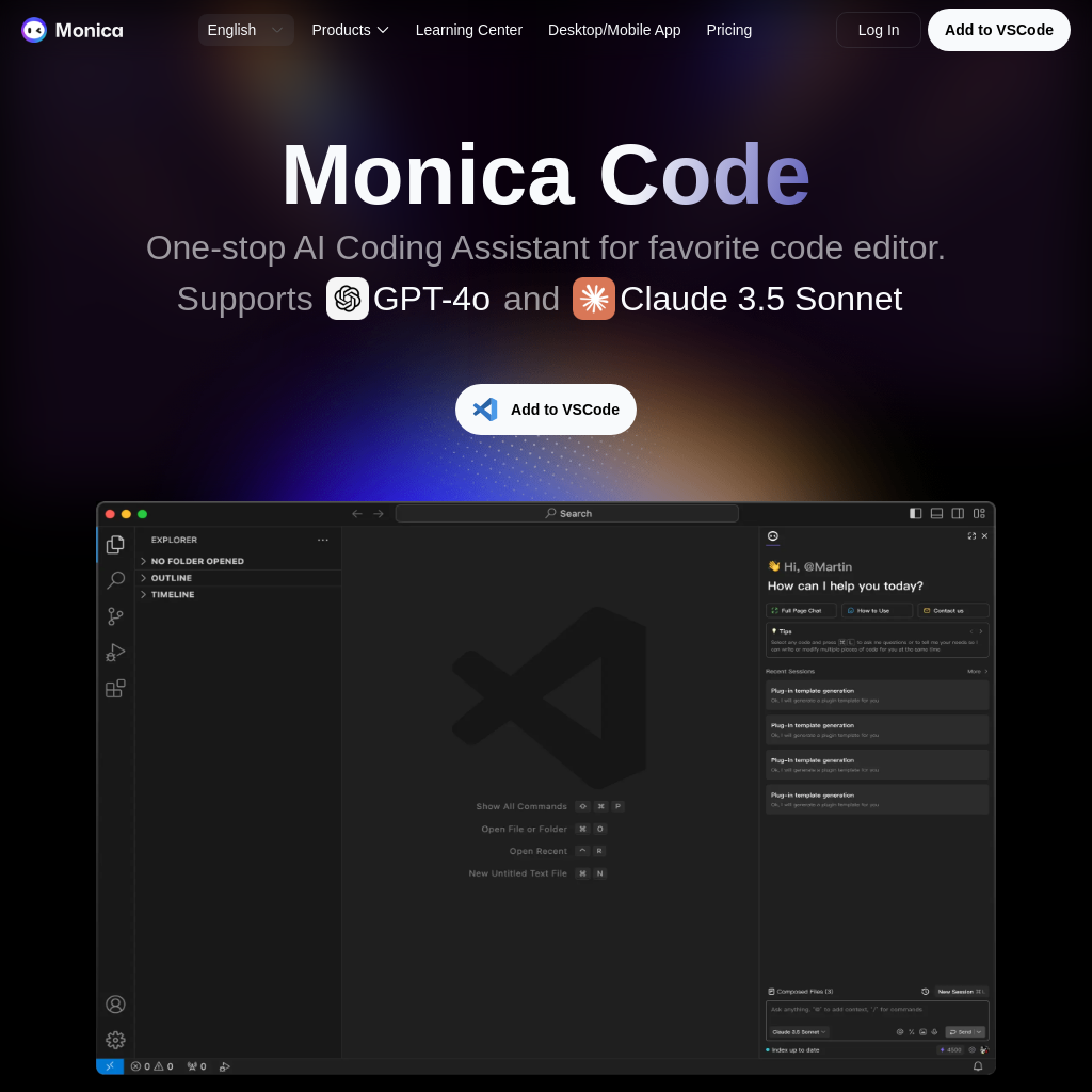 AI coding assistance inside VS Code and JetBrains IDEs