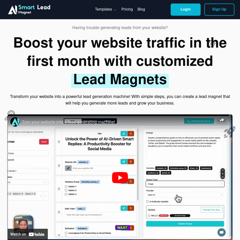 SmartLeadMagnet: AI-Powe
red Lead Magnets to Boost Website Traffic