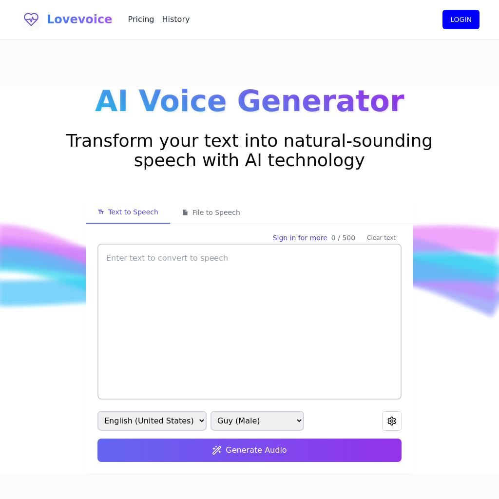 Lovevoice AI Voice Generator: Text to Speech (TTS) Online
