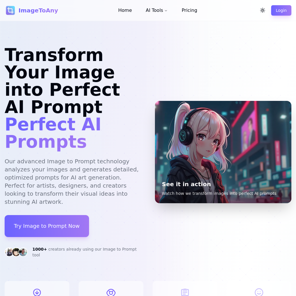 ImageToAny | AI Image to Prompt Generator