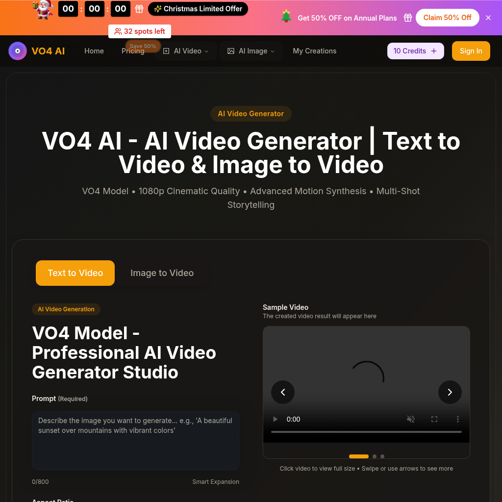 VO4 AI - AI Video Generator | Text to Video & Image to Video | 1080p Quality