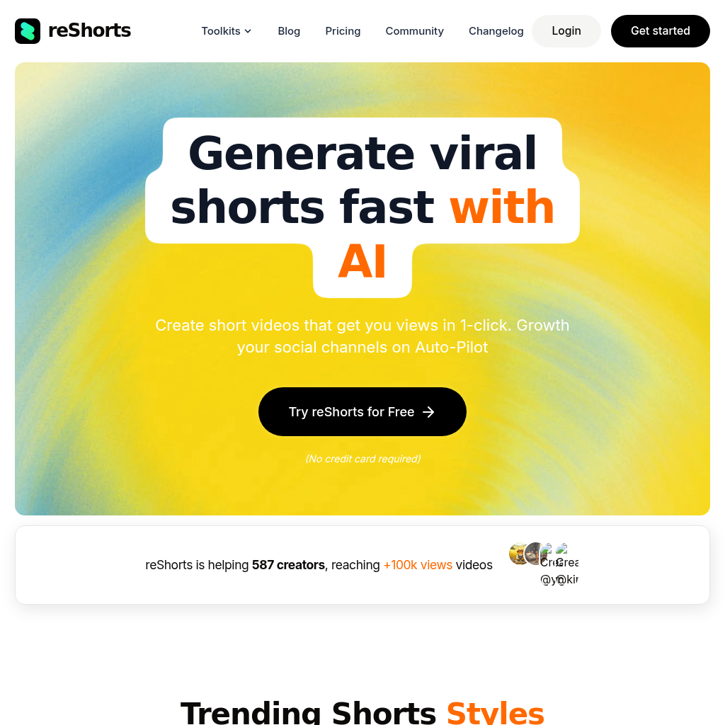 reShorts AI: Generate Viral Shorts Fast - Automated Channel Growth