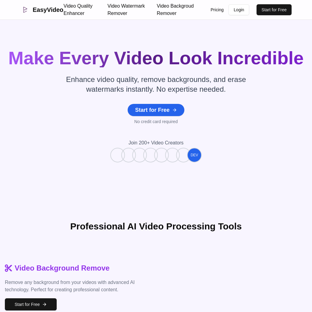 EasyVideo: AI Video Enhancer & Background Remover