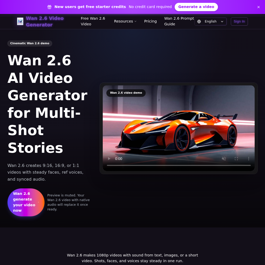 Wan 2.6 AI Video Generator: Multi-Shot 1080p Video with Sound