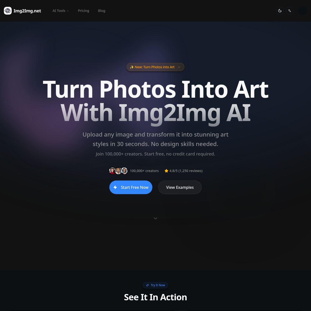 Img2Img.net AI - Free Online Image-to-Image Generator & Art Styles