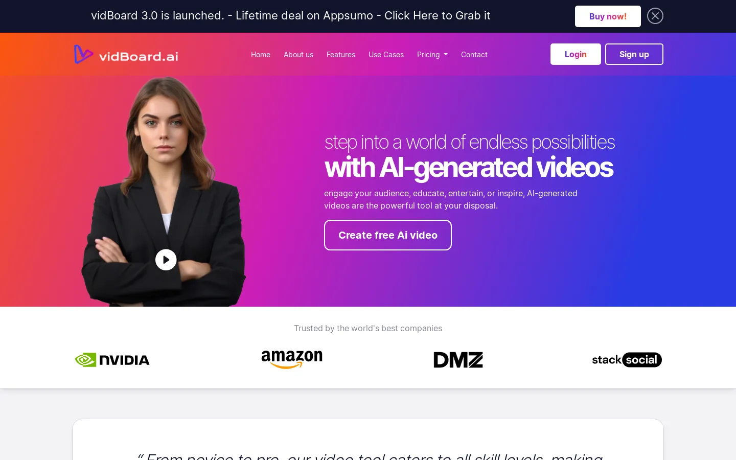 vidBoard.ai - Step into a World of Endless Possibilities with AI-Generated Videos
