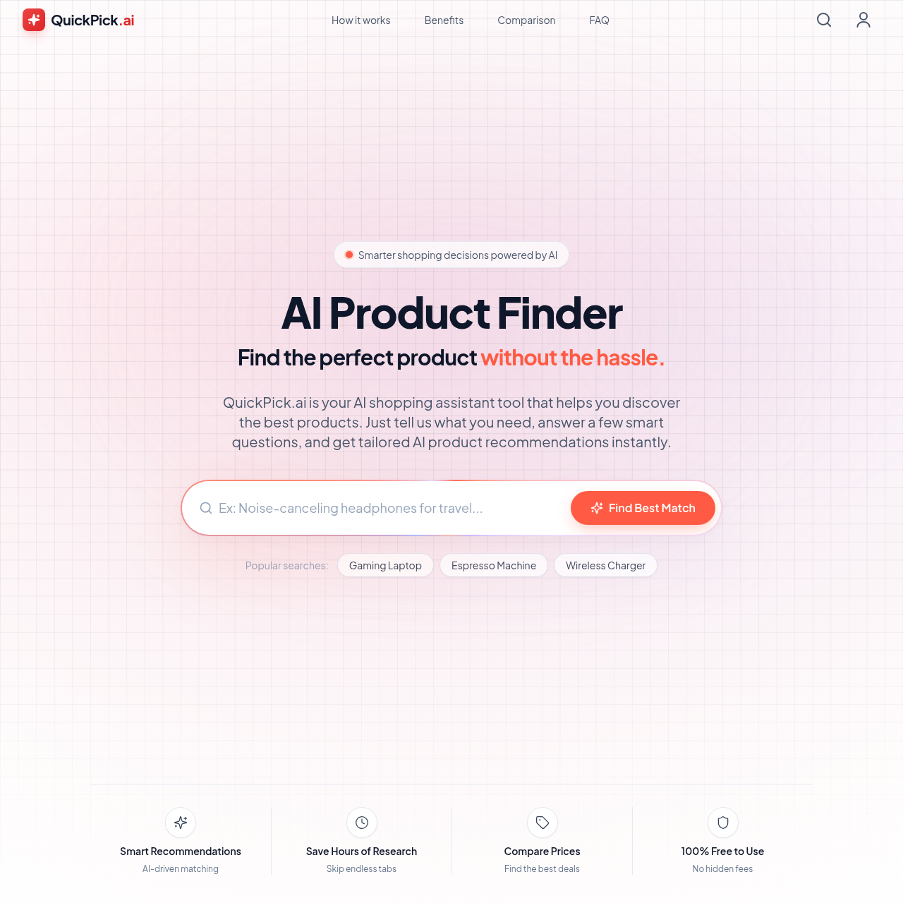 AI Product Finder | QuickPick.ai - Free Smart AI Shopping Assistant