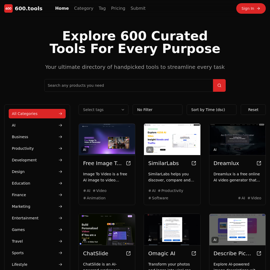 600.tools: Your Ultimate Directory of Online Tools