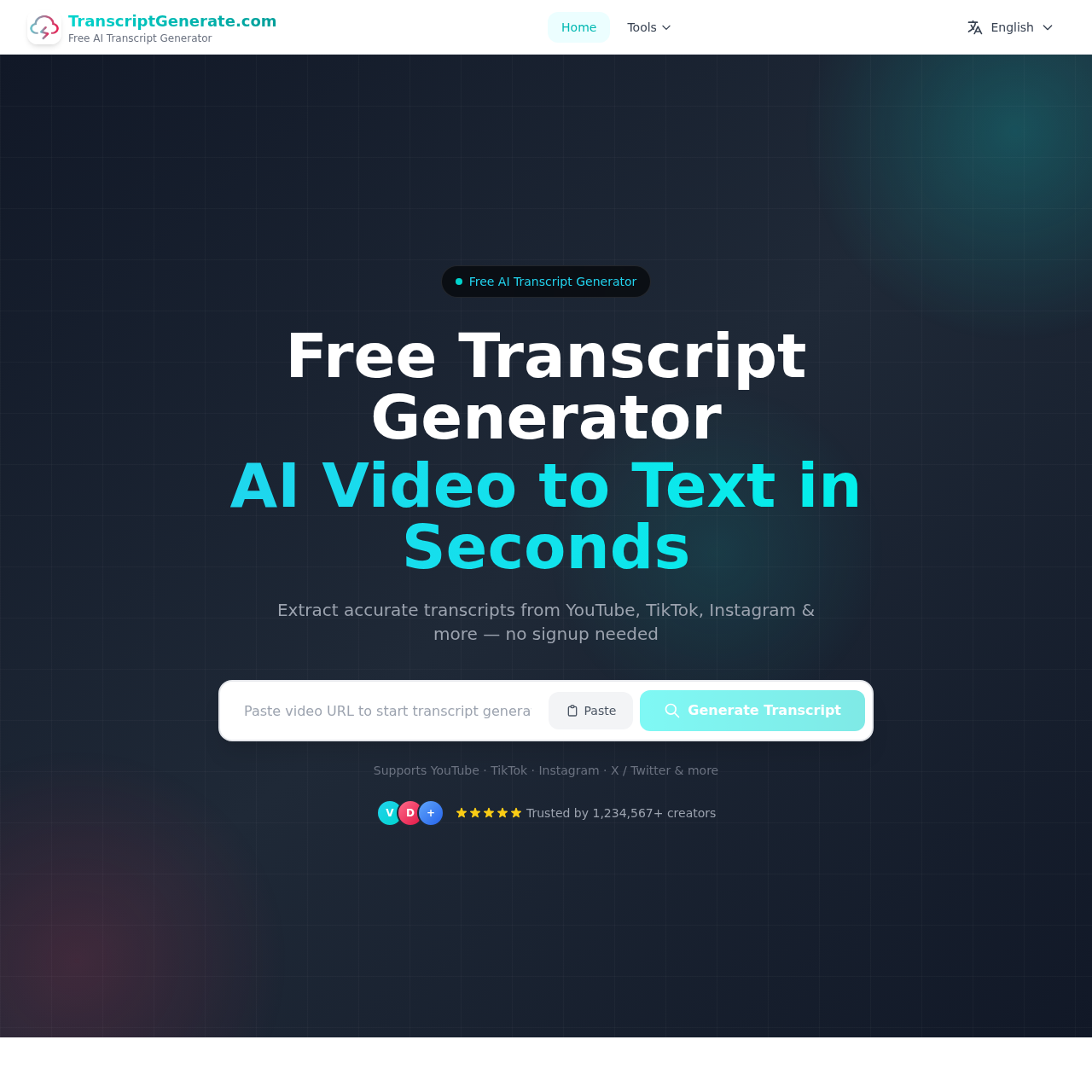 Free online video transcript extractor for multiple platforms