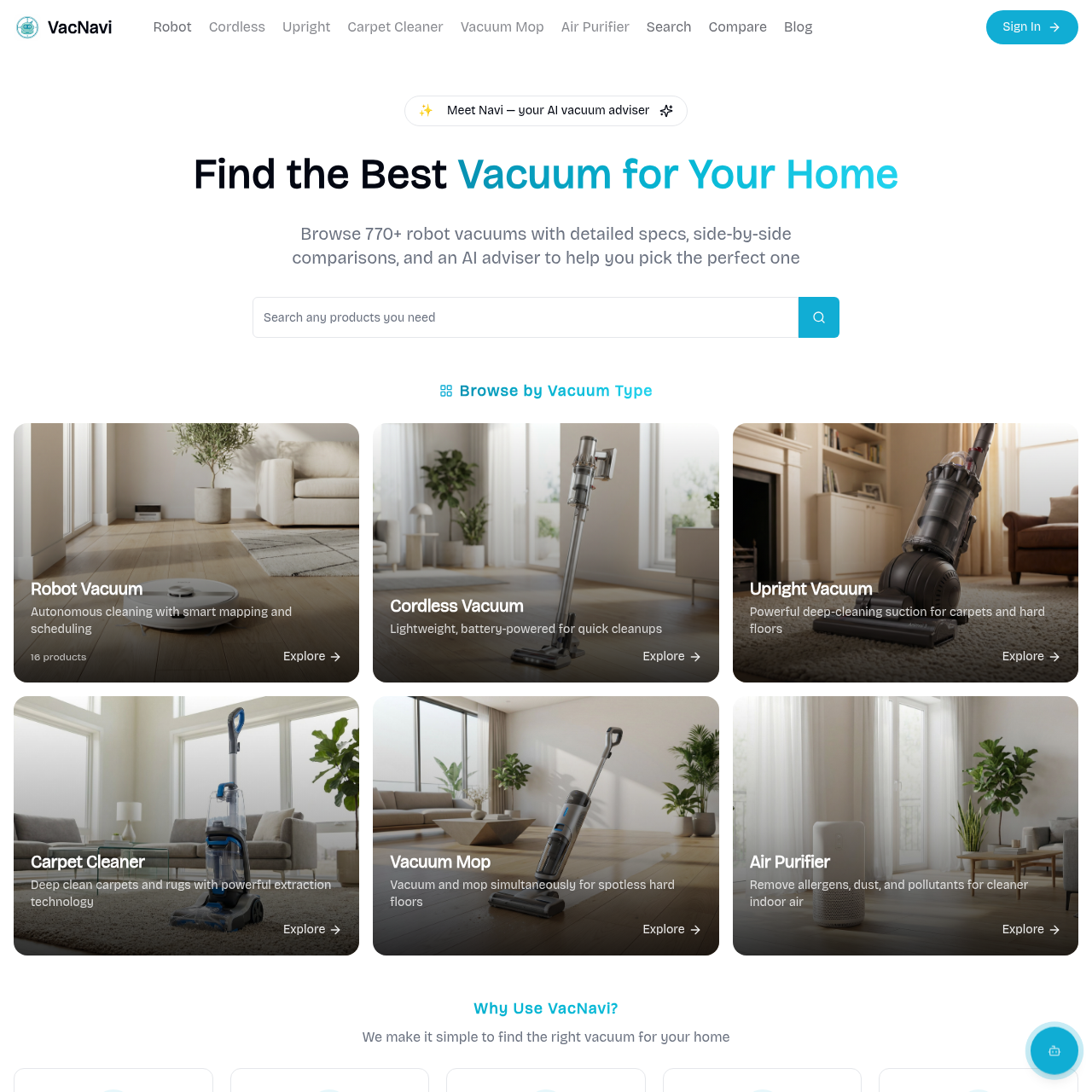 AI-Powered Vacuum Finder