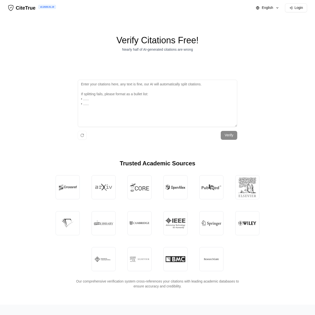 CiteTrue - Free AI-Powered Citation Checker & Verifier