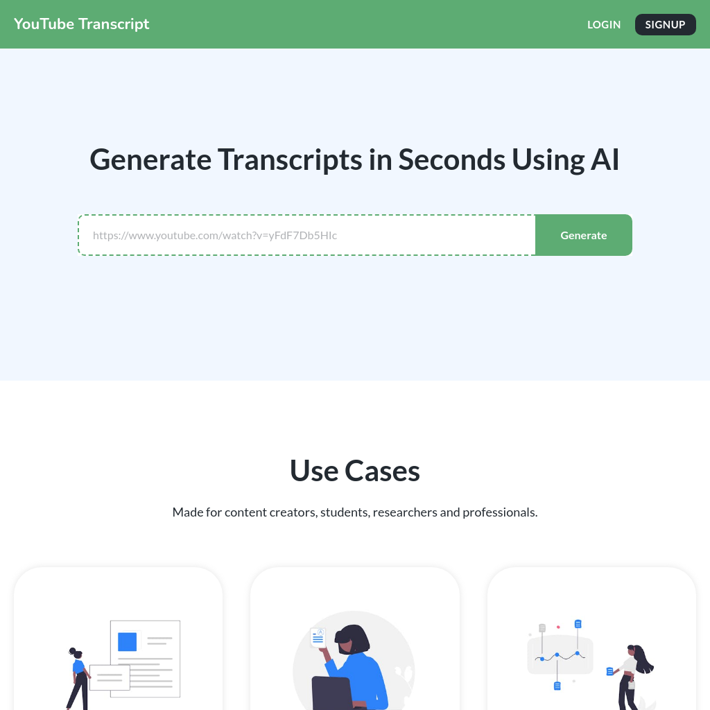Generate a readable transcript from a YouTube video